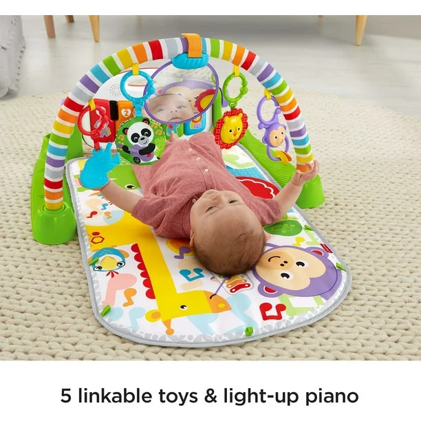 Fisher-Price Deluxe Kick & Play Piano Gym Infant Playmat with Electronic Learning Toy, Green | Walmart (US)