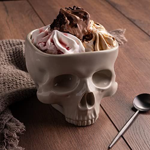 Human Skull Bowl for Eating - Food Safe Skeleton Head Pasta Bowl – Portable Cereal Chalice - Ho... | Amazon (US)