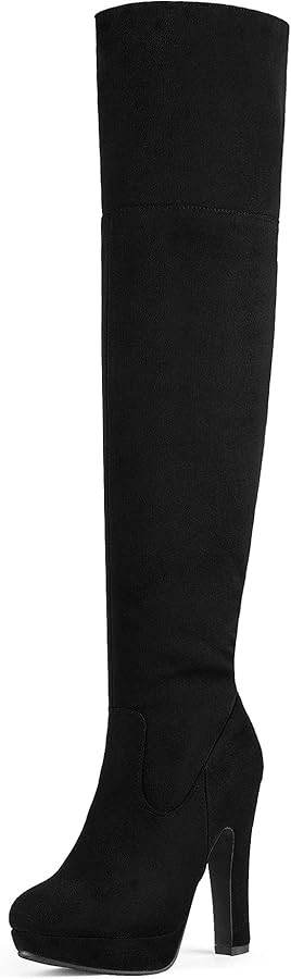 DREAM PAIRS Women's Thigh High Chunky Heel Platform Over The Knee Boots | Amazon (US)