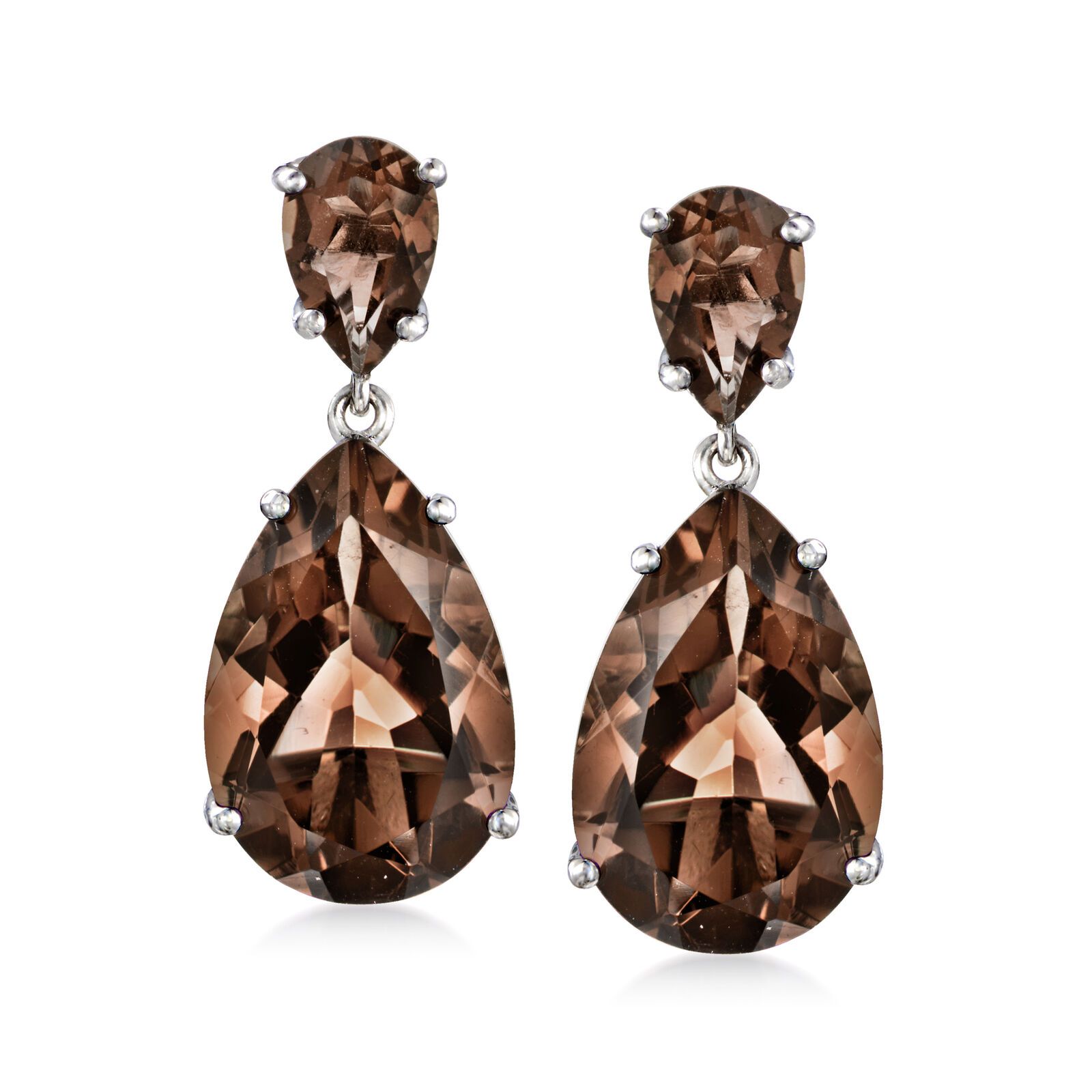 13.00 ct. t.w. Smoky Quartz Drop Earrings in Sterling Silver | Ross-Simons