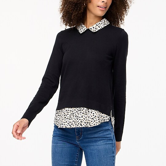Woven collar sweater | J.Crew Factory