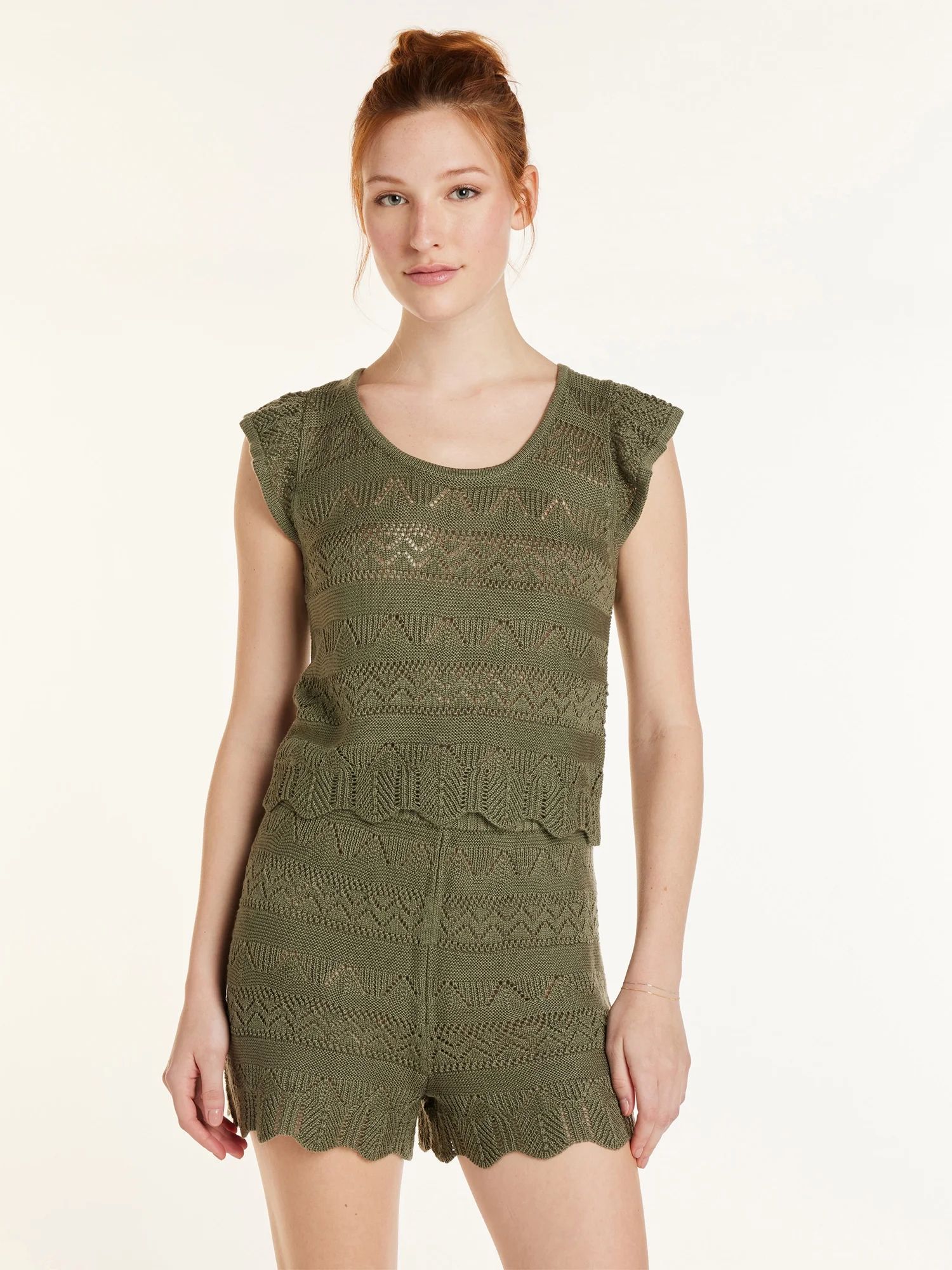 No Boundaries Juniors’ Crochet Top and Shorts Set, 2-Piece, Sizes XS-XXXL | Walmart (US)