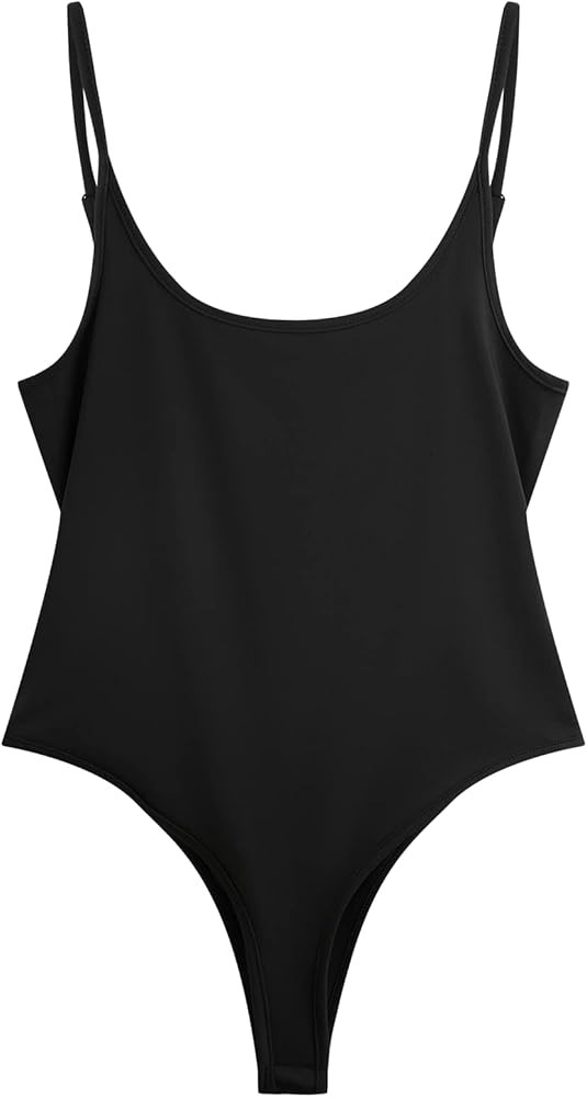 MissLook Women‘s Scoop Neck Slim Fits Adjustable Spaghetti Strap Summer Y2K Cute Cami Bodysuits... | Amazon (US)