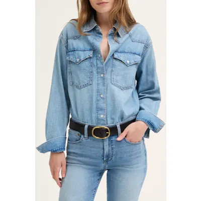 Madewell Oversize Denim Western Shirt in Uptown Wash at Nordstrom, Size Medium | Nordstrom