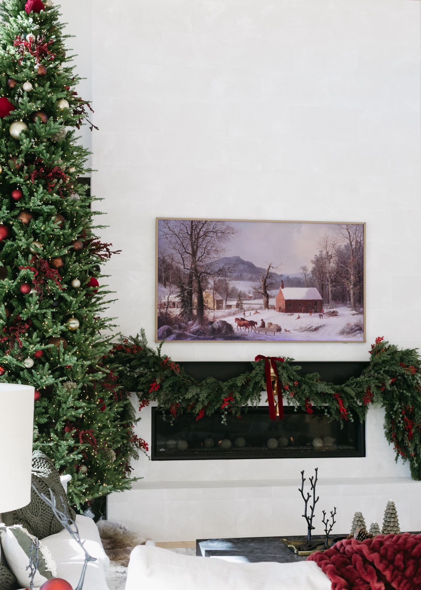 Burgundy Christmas decor in the great room is perfection. I searched all over for burgundy Christmas ornaments and it turned out so good! Decorating a 15 ft tree was no joke!

#LTKHome #LTKSeasonal #LTKHoliday