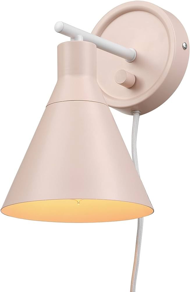 Globe Electric 65543 1-Light Dimmable Plug-in or Hardwire Wall Sconce, Matte Blush Pink, Matte Wh... | Amazon (US)