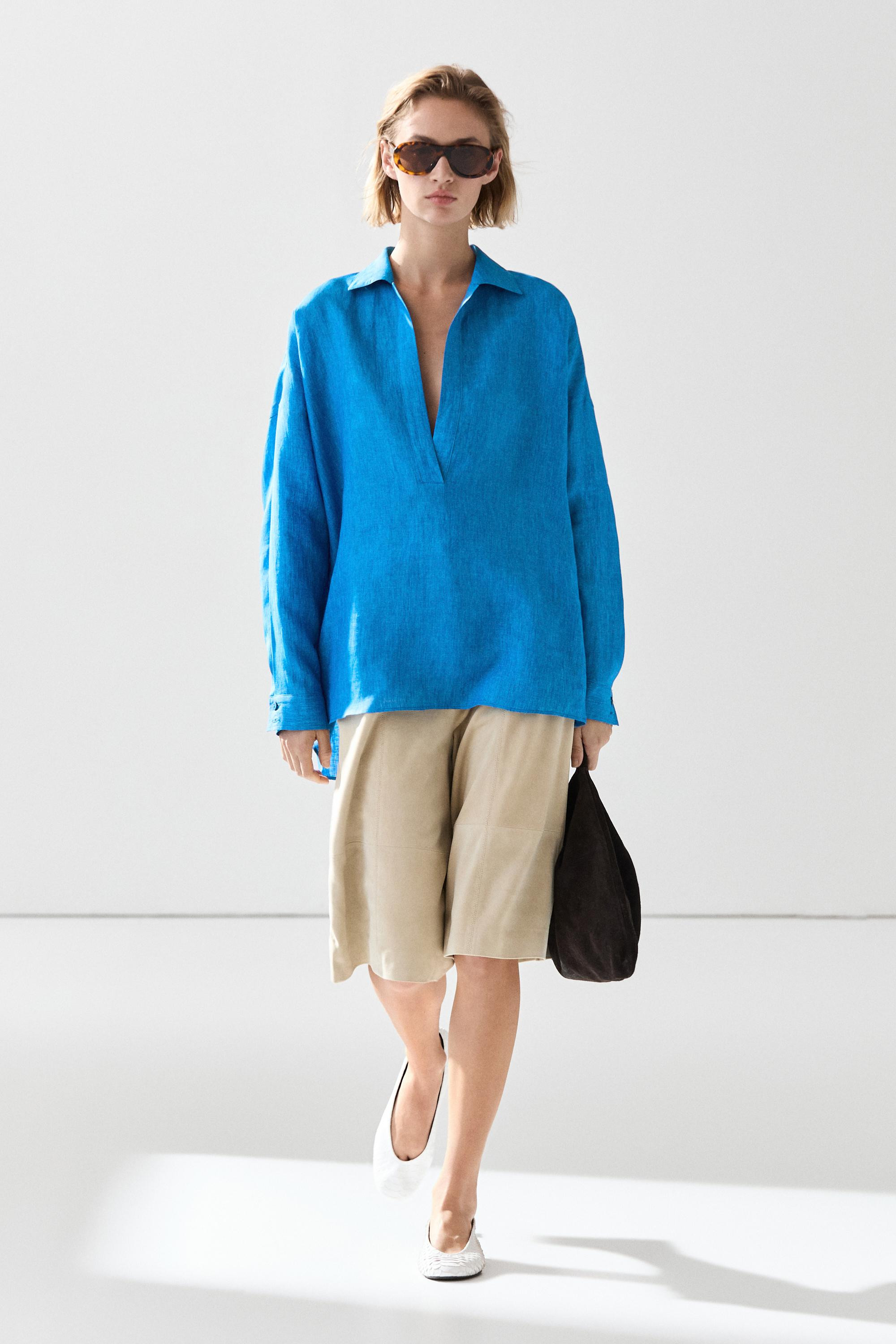 100% linen flowing blouse | Massimo Dutti UK