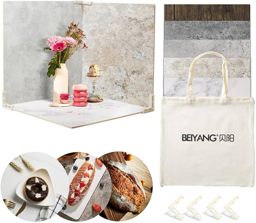 5PCS Photo Backdrop Boards with Carry Bag, 16x16Inch Marble Cement Wooden Photography Background ... | Amazon (US)