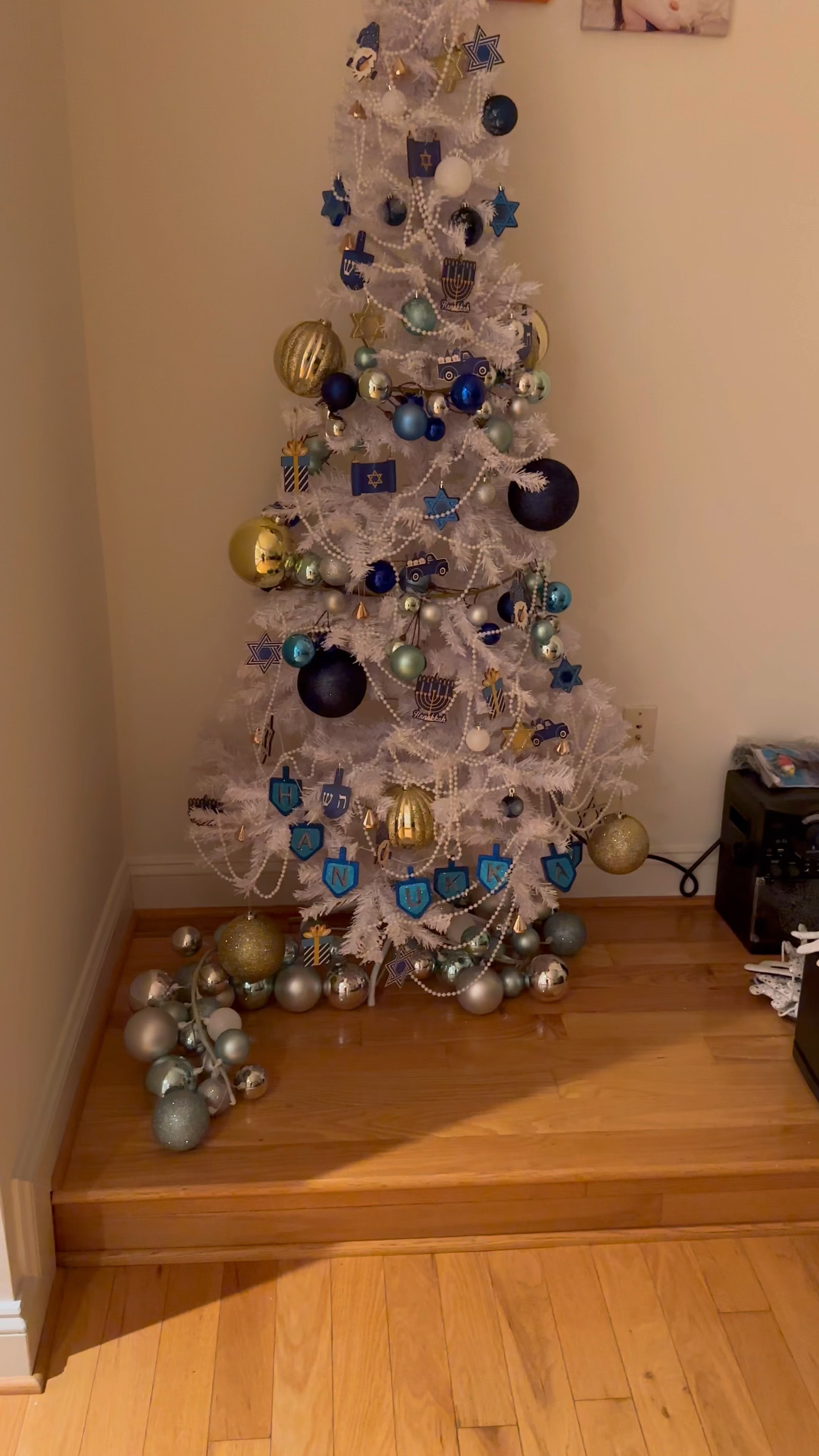 Beautiful white and blue Christmas / Hanukkah tree! #LTKhome 

#LTKSeasonal #LTKHoliday