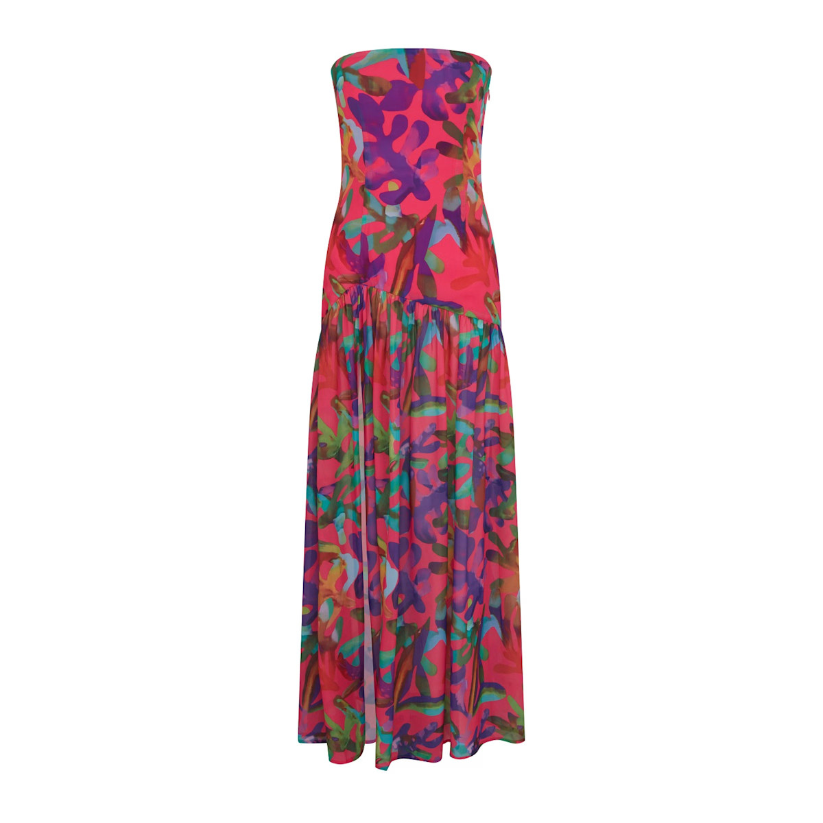 Tropical Print Chiffon Dress In Pink | Wolf & Badger