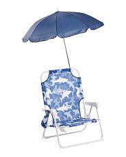 Folding Shark Beach Chair With Cup Holder And Umbrella | TJ Maxx