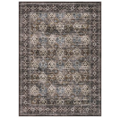 8'x10' Indoor Vintage Living Room Bedroom Rugs, Washable Distressed Floral Print Area Rug for Dining Room Office Home Decor, Red Brown | Target