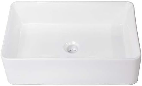 Rectangular Vessel Sink - Mocoloo 21"X14"x6.3" Modern Rectangle Countertop Bathroom Sink White Po... | Amazon (US)