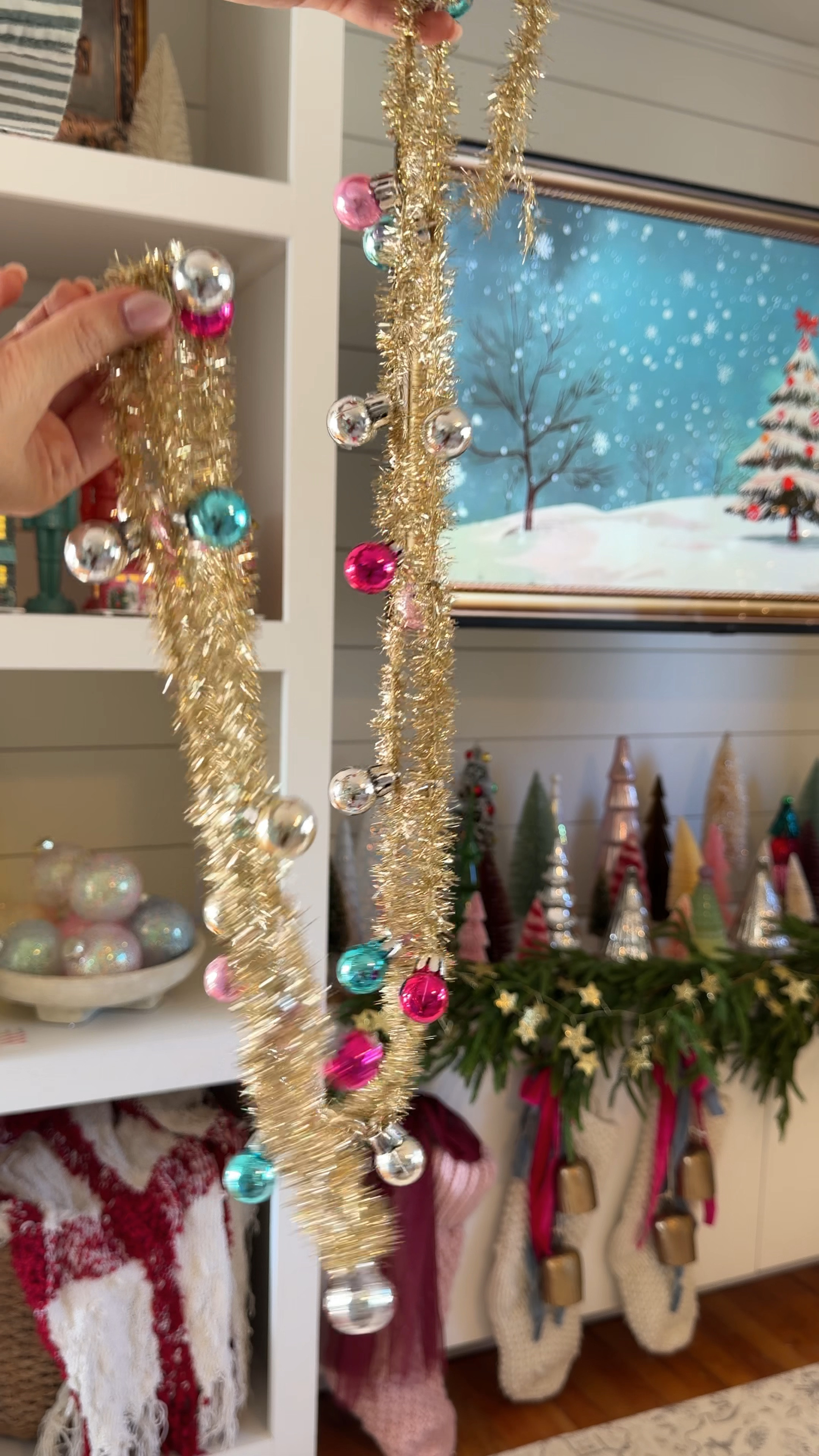 Colorful Christmas tinsel garland 

#LTKHome #LTKSeasonal #LTKHoliday