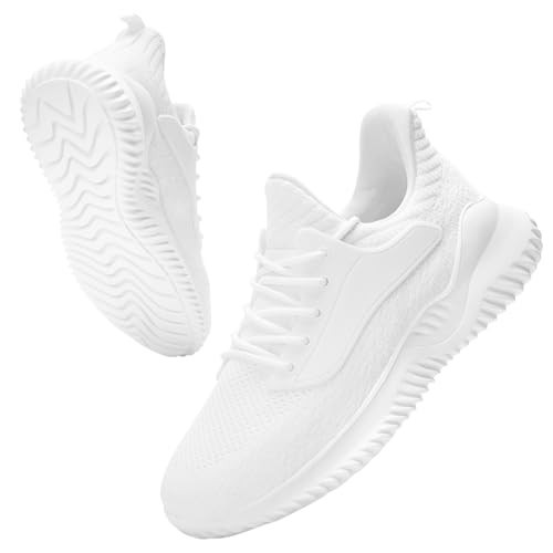 VIPSUPER White Walking Sneakers for Women - Memory Foam Nursing Running Gym Athletic Workout Slip On Comfort Work Shoe Lightweight All White Size 9 US | Amazon (US)