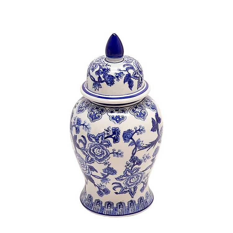 Blue Bird and Flower Temple Jar Vase, 14 in. | Kirkland's Home