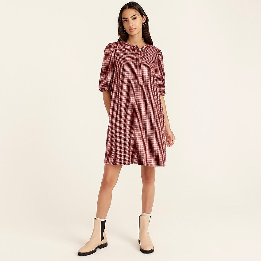 Popover dress in brushed flannel | J.Crew US