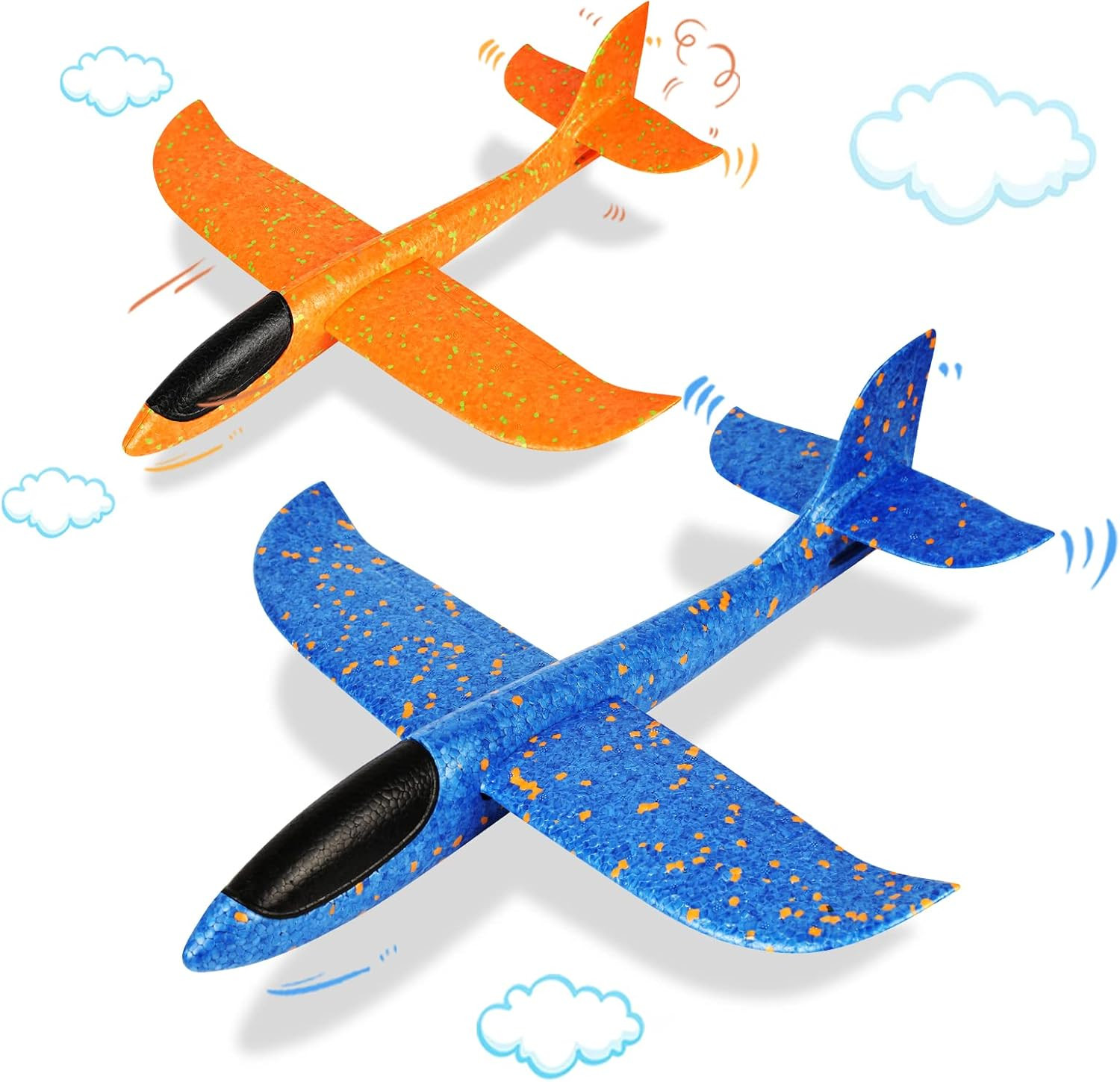 VCOSTORE Foam Glider Planes for Kids, 2 Pcs Large Airplane Toys 17.3'' Polystyrene Aeroplane Toys Flying Gliders, Manual,EEP, Sturdy, Suitable for Family Outdoor Sports Parent-Kid Activities | Amazon (UK)