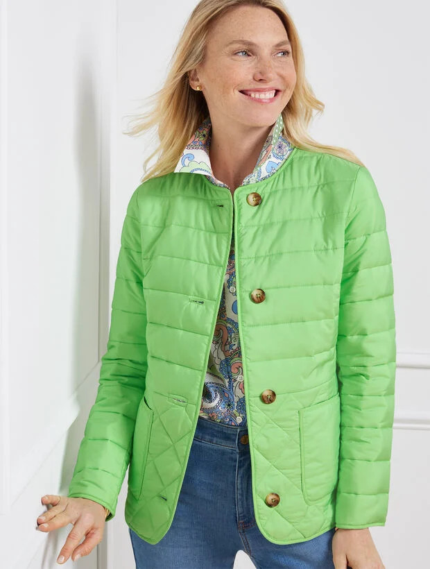 Quilted Collarless Jacket | Talbots