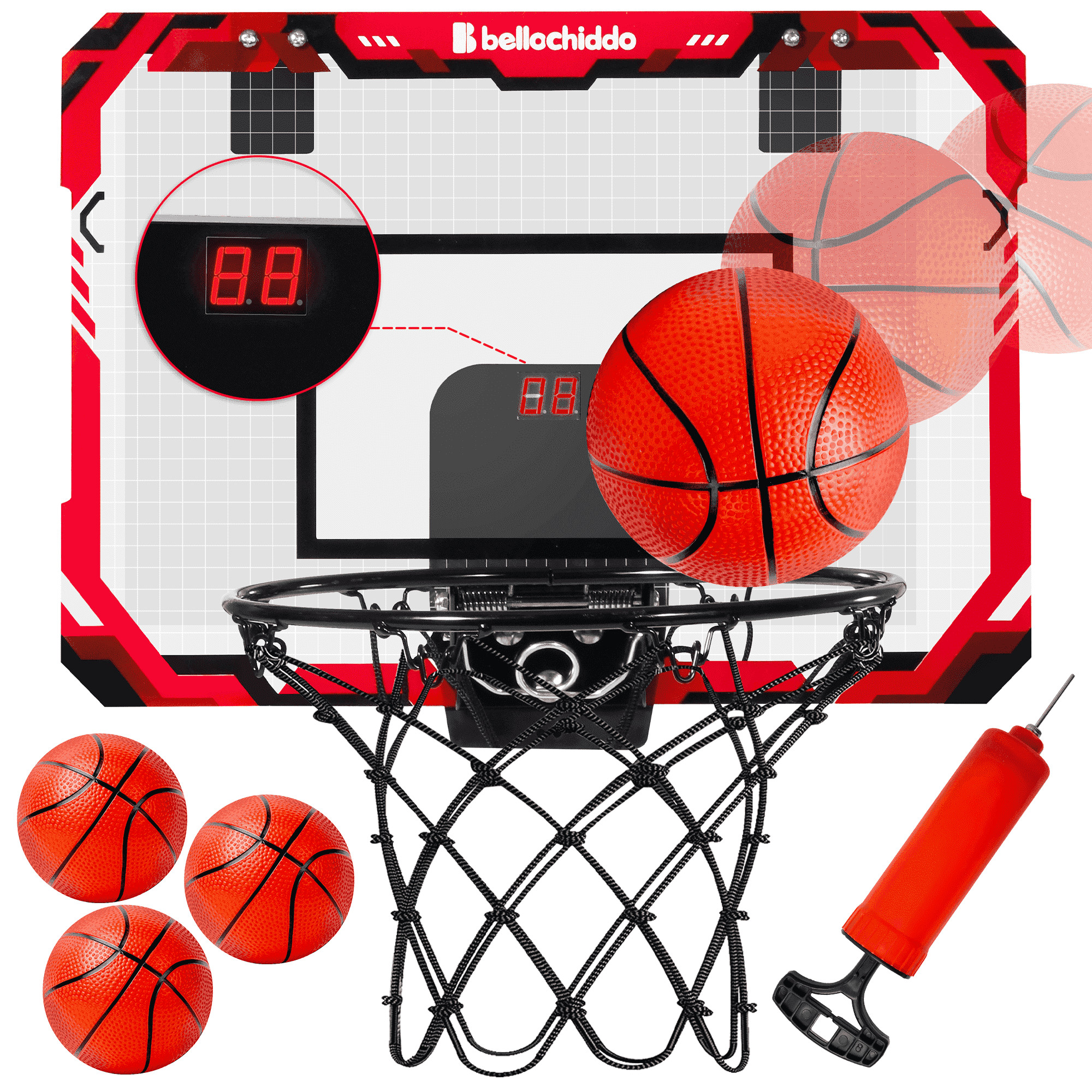 YCFUN Basketball Hoop Indoor for Kids, Automatic Scoring Basketball Hoop Over the Door with 3 Bal... | Walmart (US)
