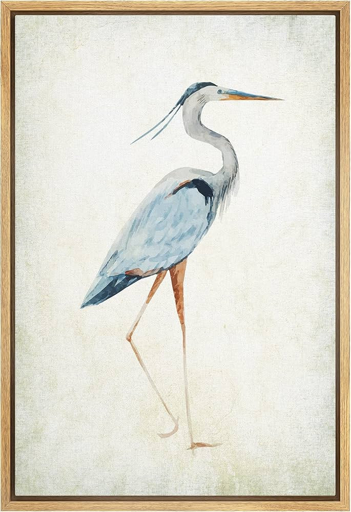 wall26 - Framed Canvas Wall Art - Heron Bird - Wild Animal - Gallery Wrap Modern Home Art | Ready... | Amazon (US)