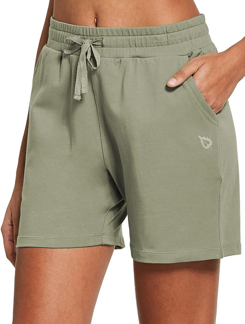 BALEAF Women's 5" Athletic Shorts Cotton Comfy Casual Summer Sweat Workout Lounge Pull On Jersey Act | Amazon (US)