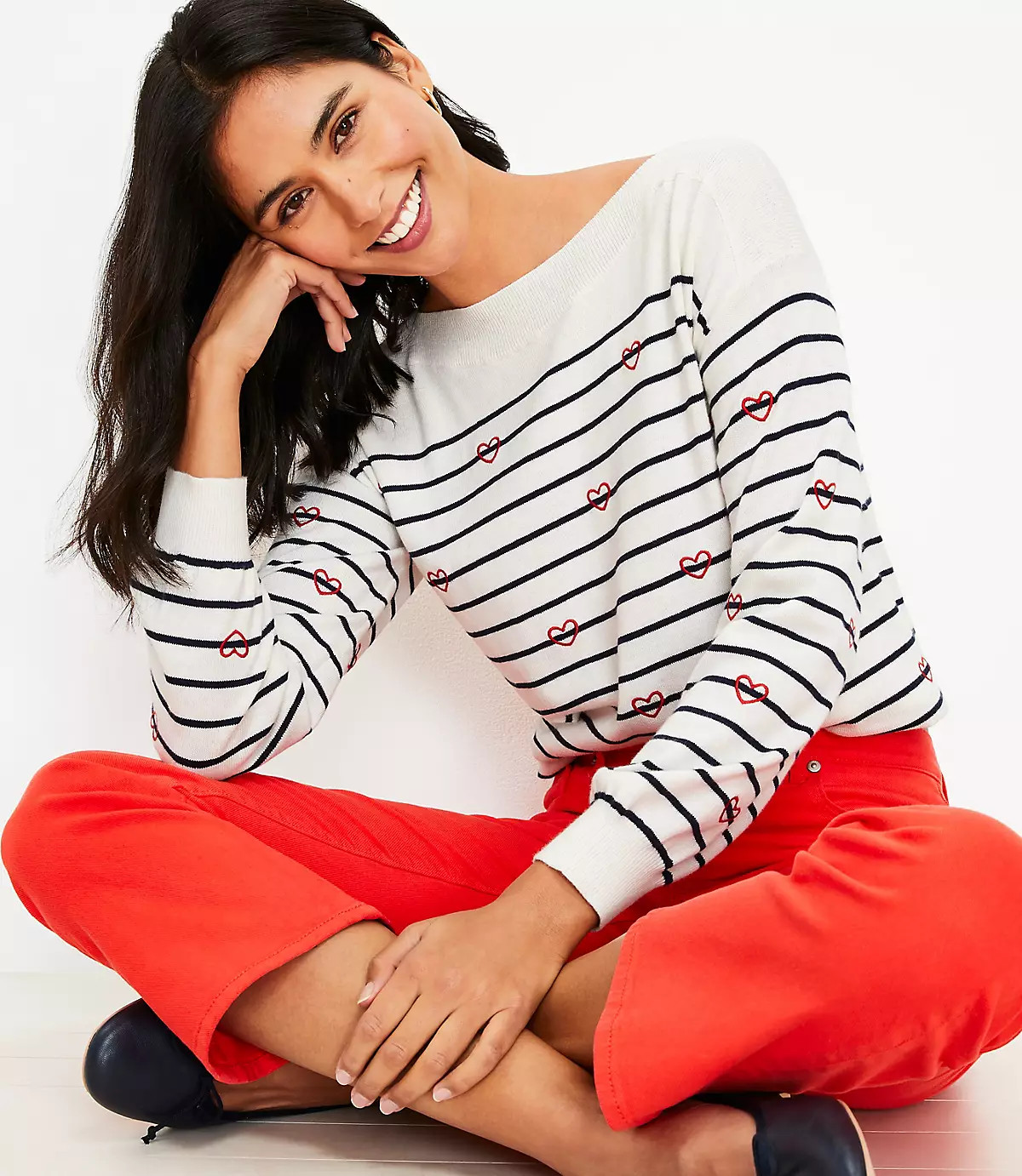 Heart Boatneck Sweater | LOFT