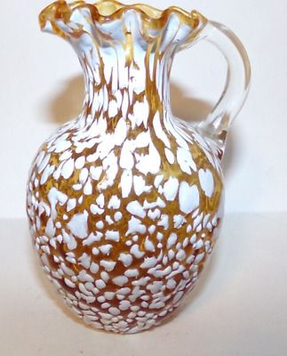 VTG Hand Blown White Speckled Amber Art Glass 4.5” Vase, Pitcher, Cruet | eBay US