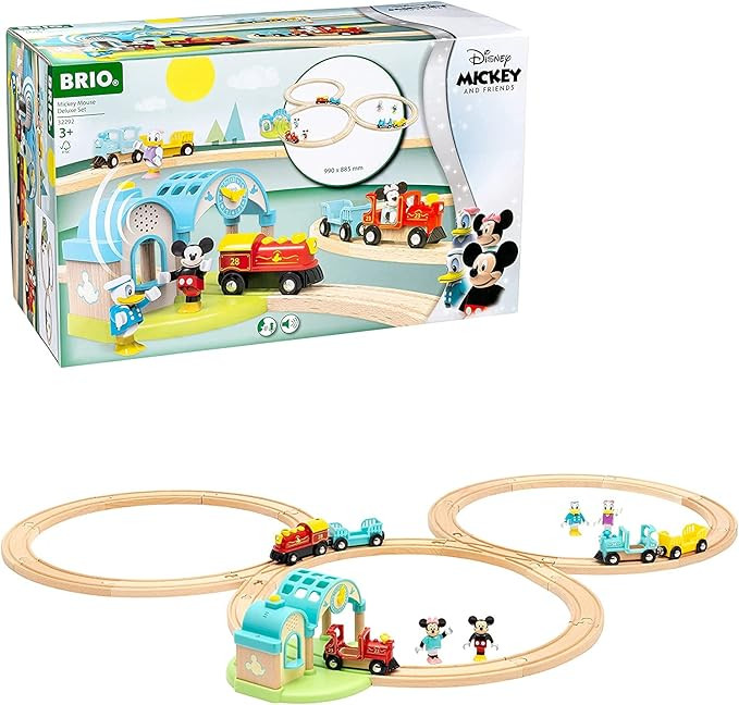 Ravensburger BRIO 32292 Disney Mickey's Deluxe Wooden Railway Set | Wooden Toy Train Set for Kids... | Amazon (US)