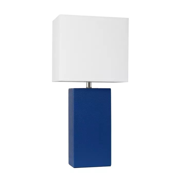 21" Monaco Avenue Modern Leather Table Lamp Blue - Elegant Designs | Target
