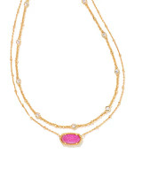 Barbie™ x Kendra Scott Gold Elisa Multi Strand Necklace in Hot Pink Drusy | Kendra Scott