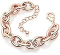 LANE WOODS Gold Bracelets for Women 14k Gold Plated Chunky Thick Large Link Chain Bracelet | Amazon (US)