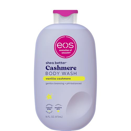 eos Shea Better Cashmere Body Wash, Vanilla Cashmere, Moisturizing, pH Balanced Body Wash, Creamy Gel Formula, Paraben & Phthalate Free, Sensitive Skin, 16 fl oz | Amazon (US)
