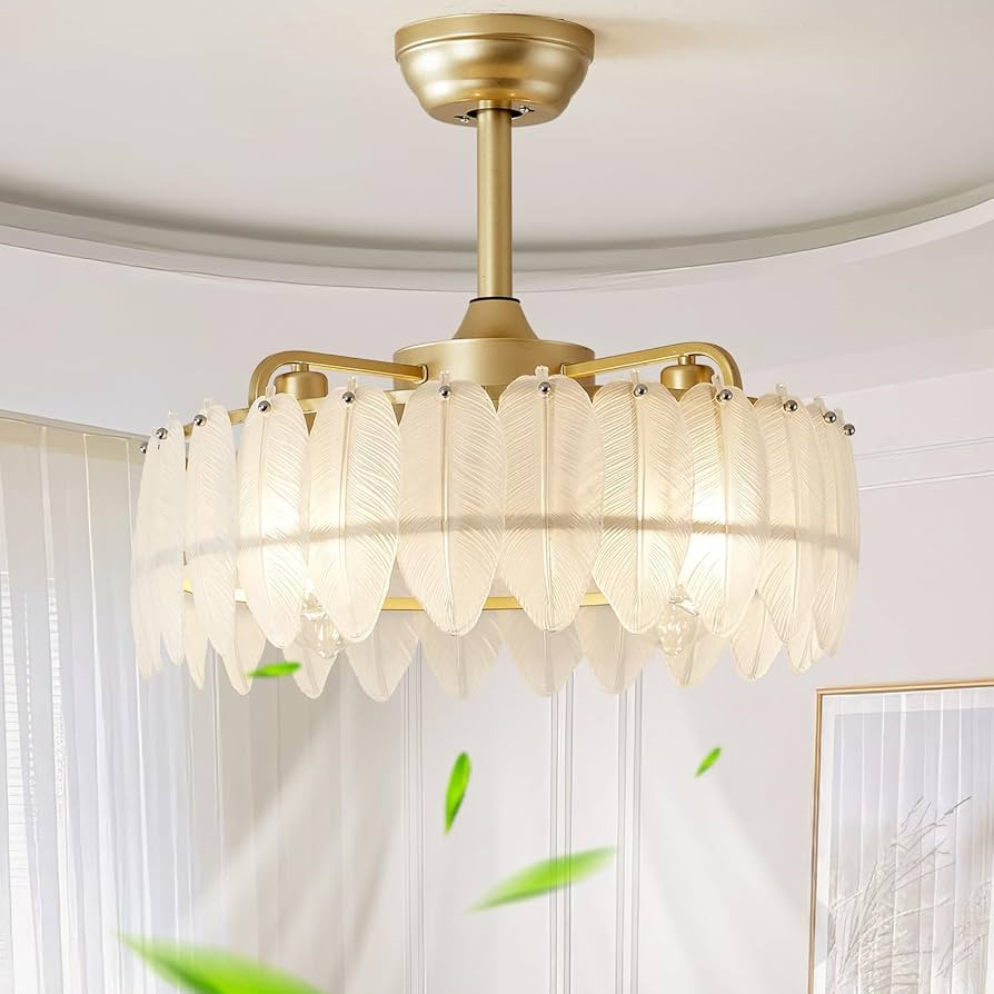 Gold Crystal Fandelier Ceiling Fan with Light, 20” Gold Crystal Ceiling Fans with Lihgts Remote... | Amazon (US)