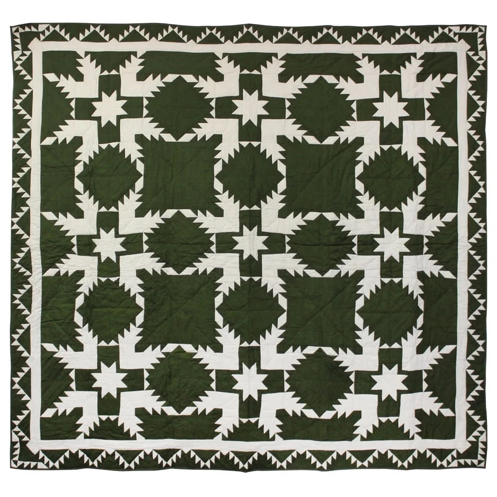 Patch Magic  Green Feathered Star Lightweight Reversible Cotton Throw Quilt with Pillow Shams,Adu... | Walmart (US)