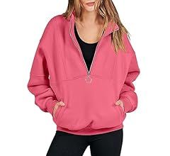 ANRABESS Women’s Oversized Quarter Zip Sweatshirt Long Sleeve Drop Shoulder Pullover Fleece Hal... | Amazon (CA)