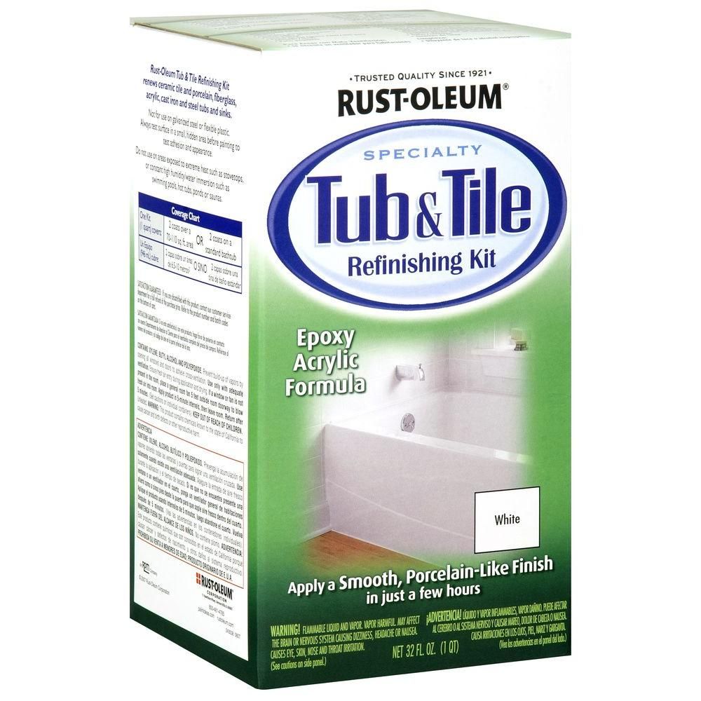 Rust-Oleum Specialty 1 qt. White Tub and Tile Refinishing Kit-7860519 - The Home Depot | The Home Depot