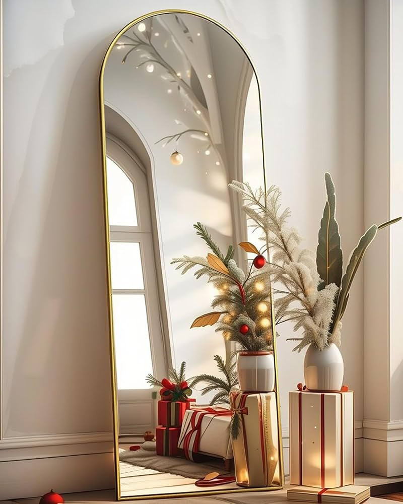 Arched Full Length Mirror - 18"58" Floor & Wall Mounted Mirror for Bedroom & Living Room, Gold | Amazon (US)