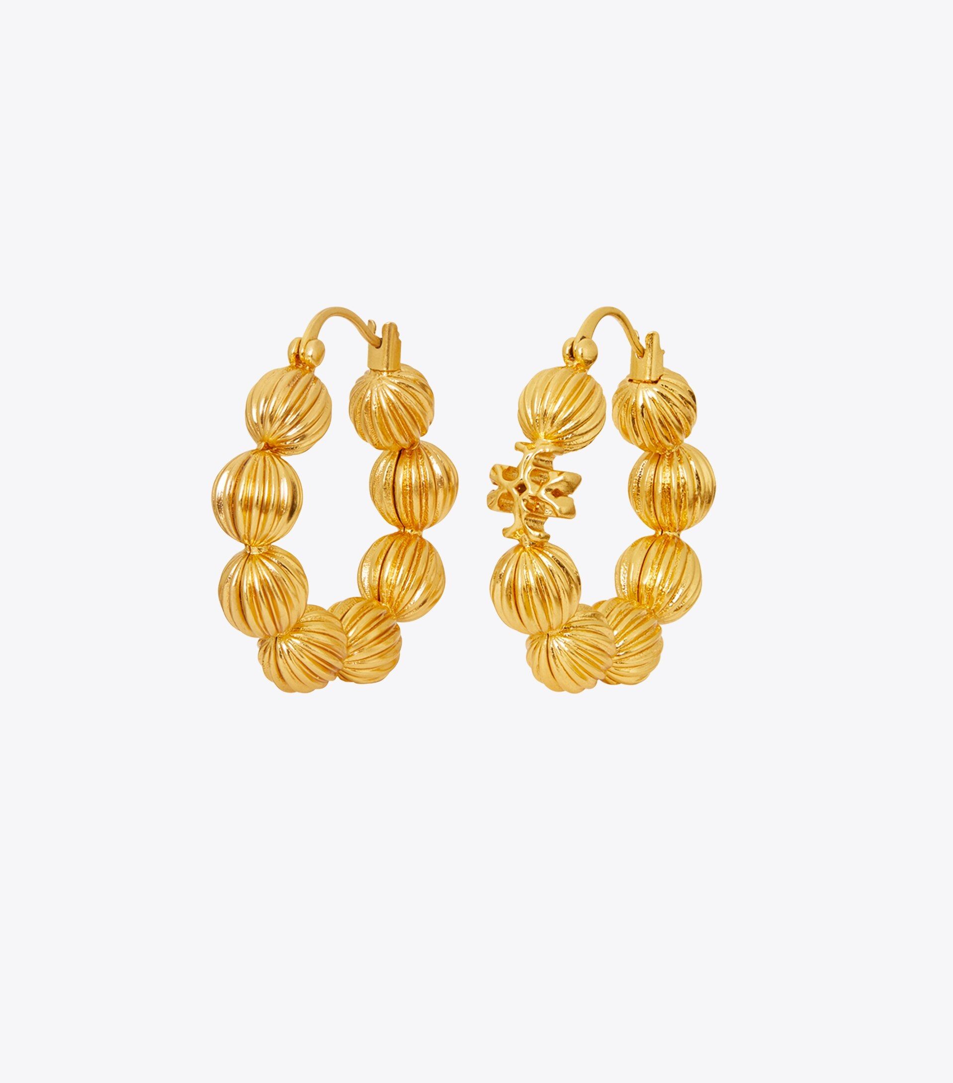 Roxanne Fluted Bead Hoop Earring: Women's Designer Earrings | Tory Burch | Tory Burch (US)