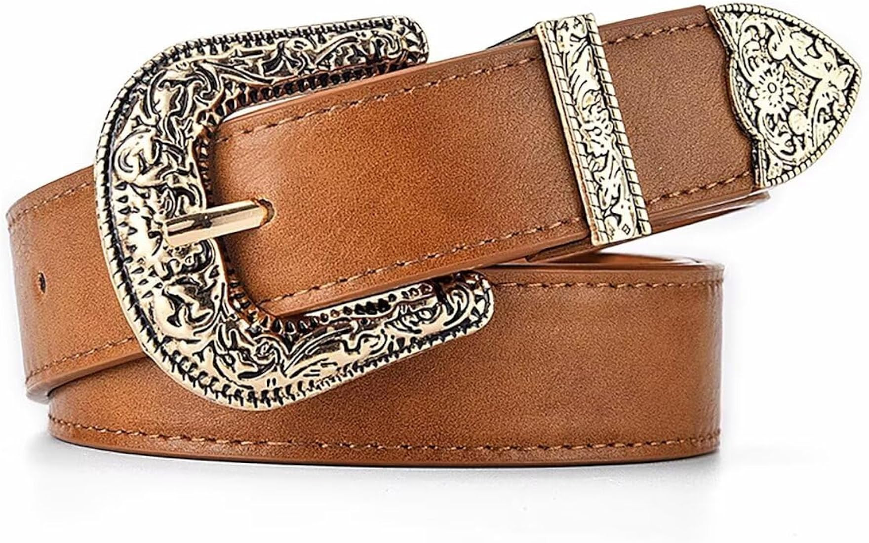 Western Belt for Women Men Cowboys Cowgirls Carving Buckles Belts for Jeans Pants | Amazon (US)