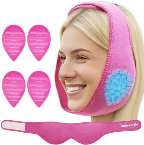 Wisdom Teeth Ice Pack Head Wrap Jaw Face Ice Pack with 4 Gel Packs for Wisdom Teeth Removal Extra... | Amazon (US)