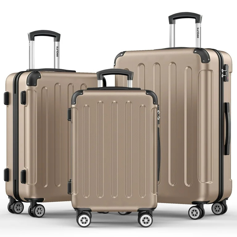 Sunbee 3 Piece Luggage Sets Hardshell Lightweight Suitcase with TSA Lock Spinner Wheels, Champagn... | Walmart (US)