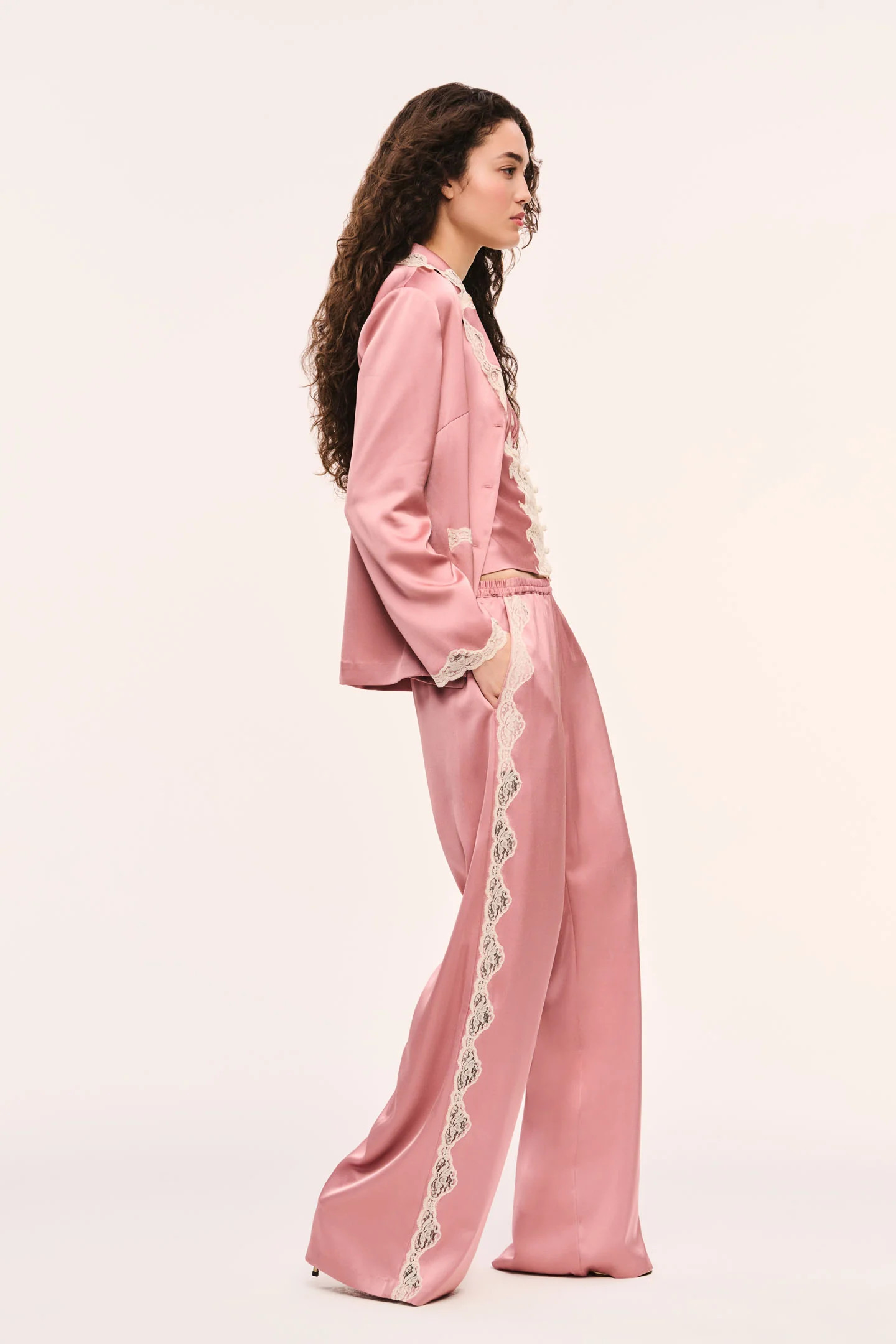 Eleska Satin and Lace Pant FLUSHED NUDE / XXL | LoveShackFancy
