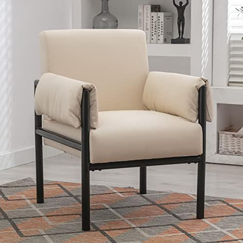 INZOY PU Leather Mid Century Modern Chair, Fuax Leather Armchair with Metal Frame, Upholstered Ac... | Amazon (US)