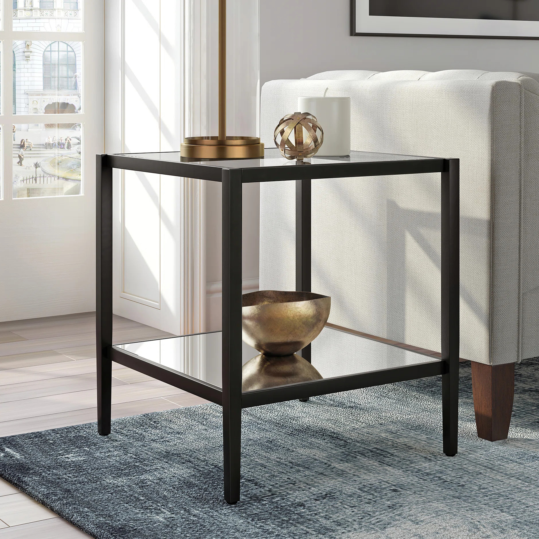 Hera Glass End Table with Storage | Wayfair North America