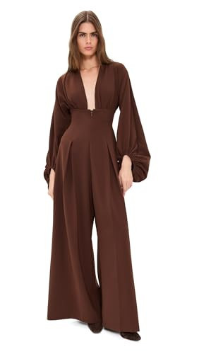 Andrea Iyamah Women's Zerra Bubble Sleeve Jumpsuit, Coffee, Brown, L | Amazon (US)