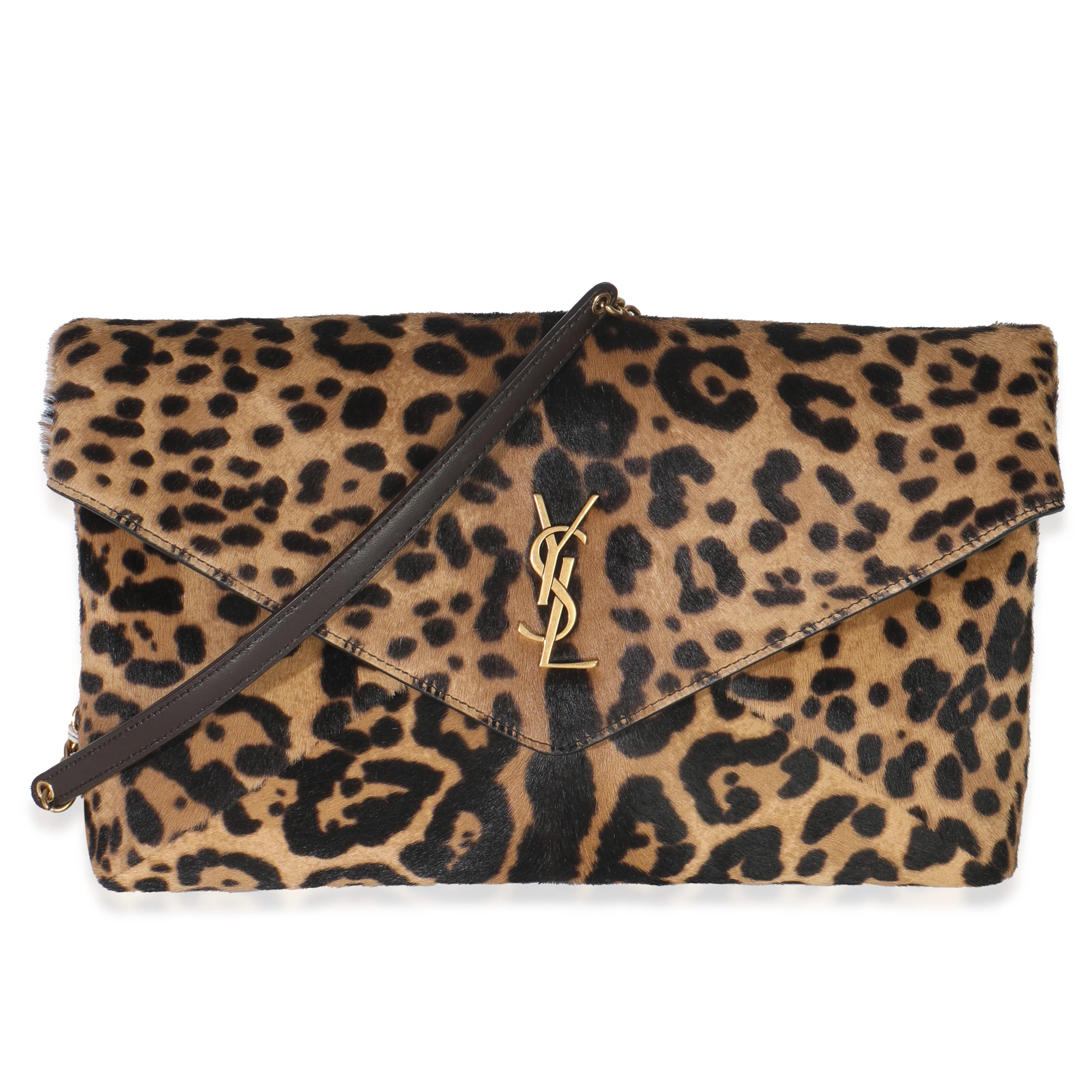 Leopard Print Pony Hair Cassandre Large Pouch On Chain | myGemma