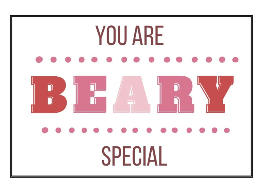 You are Beary Special Valentine's Day Card - Printable Tag (Digital Download) | Etsy (US)