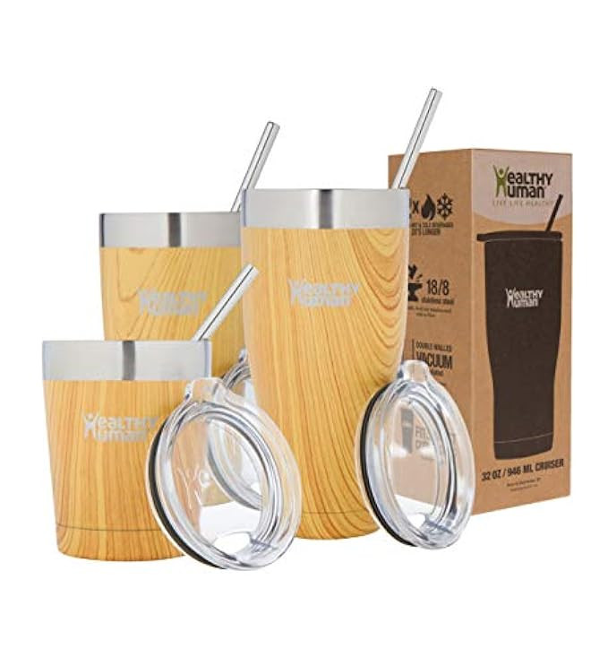 Healthy Human Insulated Stainless Steel Tumbler Cruisers - Travel Cup with Lid & Straw - Vacuum Doub | Amazon (US)