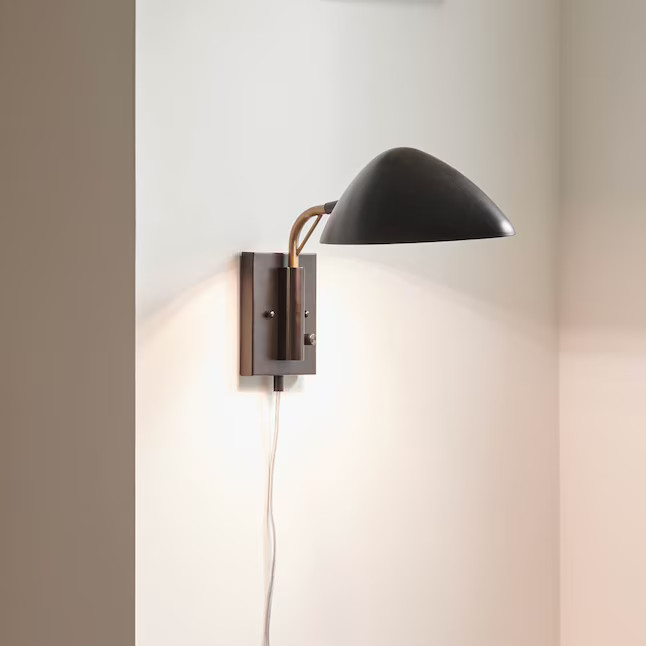 Kichler Rico 7.14-in W 1-Light Matte Black Mid-century Incandescent Wall Sconce | Lowe's